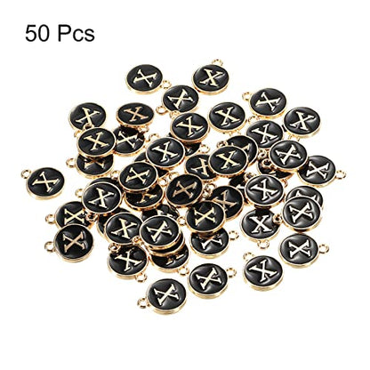 MECCANIXITY Alphabet Letter Charm Double Sided Alphabet Pendant, for Earring Jewelry Making - style: X