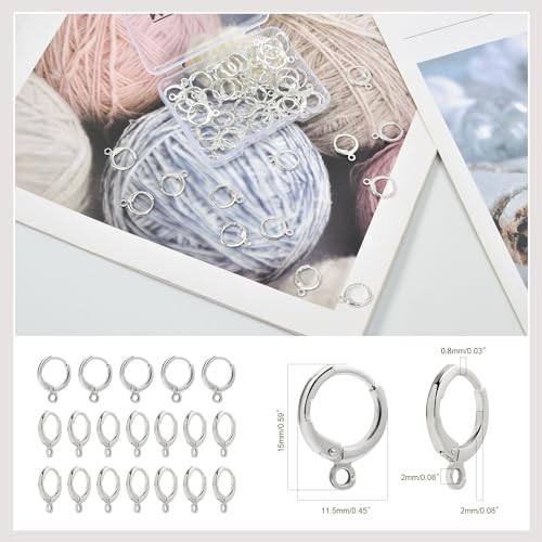 60pcs Silver Filled Hoop Huggie Earring Hooks,Hypoallergenic Dangle Tarnish Resistant Gold Lever Back Earring Hooks Earwire for Jewelry Making Supplies (Silver) - color: Silver