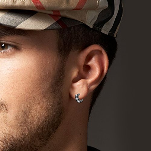 Aroncent Stainless Steel Hoop Earrings: 3-8 Pairs Men Small Hoop Huggie Hinged Earrings Set for Men Women 4mm Valentine Day Gifts - color: B-5PCS