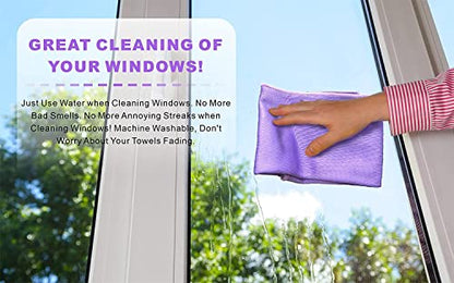 Longmann NorwexWindow Cleaning Cloth, Glass Cloth, Only Use Water, No Chemical Needed, Streaks Schatches Free, Just Add Water (Purple 1 Pack) - color: Purple 1 Pack