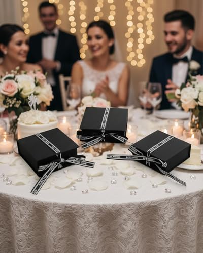 Flip Up Jewelry Gift Box, 12 Pack Velvet Lined Earring Box with Ribbon, Necklace & Bracelet Packaging, Small Jewelry Organizer, Ring & Bracelet Box, Travel Jewelry Case, 4.2 x 4 x 1.38 Inches (Black) - color: Black