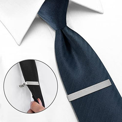 HAWSON 2 Inch Tie Bar Clips for Men Set of 3 Pcs Silver Necktie Accessories Perfect Wedding Business Gift