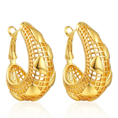 Gold/Silver Hoop Earrings For Women Trendy,Chunky/Big/Thin/Medium/Oval/Thick/Twist Multi-Colored Zirconia Dangle Huggie Rainbow CZ Amber Resin Hoops, Lightweight Birhtday Fashion Jewelry Gift. - color: A11 ( Openwork Heart Chunky Hoops)