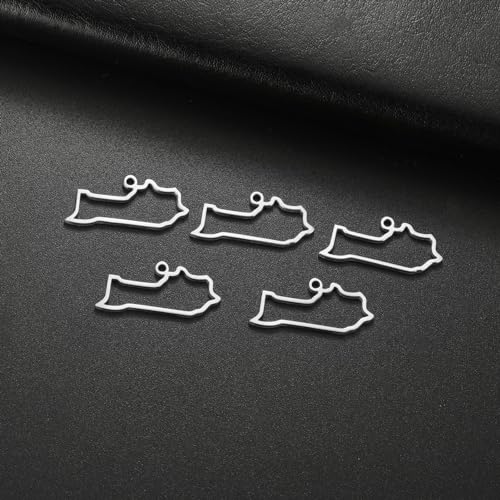 kkjoy 5Pcs Hollow Continents Maps of USA Pendant Charms for Jewelry Making and Crafting, Stainless Steel Mini Charm Craft Supplies Accessories for DIY Bracelet Necklace Earrings - color: Hollow Kentucky Map - Silver