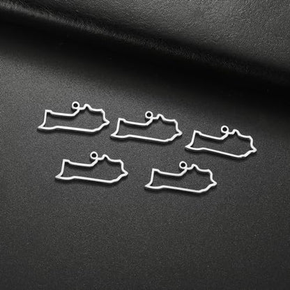 kkjoy 5Pcs Hollow Continents Maps of USA Pendant Charms for Jewelry Making and Crafting, Stainless Steel Mini Charm Craft Supplies Accessories for DIY Bracelet Necklace Earrings - color: Hollow Kentucky Map - Silver