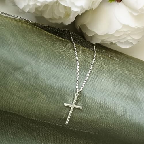 Airmb Cross Necklace for Women Gold/Silver Plated Layered Dainty Cross Chain Trendy Choker Satellite Charm Small Crucifix Pendant Gold/Silver Necklace Stackable Hypoallergenic Delicate Gift for Women - color: Silver-3PCS Cross