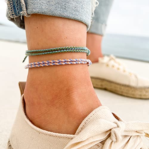 Made by Nami 2 Pcs Wave String Ankle Bracelets for Women Waterproof & Adjustable Thin Braided Anklet Surfer Boho Ankle Bracelet Set of 2 Beach Accessories - color: Lilac & Green