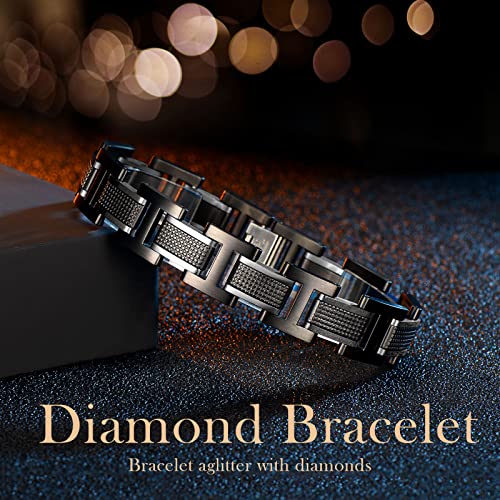 Holizaly Men's Stainless Steel Two Tone Square Link Bracelet, Black and Blue Ion Plated Black - color: silver black