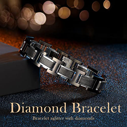 Holizaly Men's Stainless Steel Two Tone Square Link Bracelet, Black and Blue Ion Plated Black - color: blue black