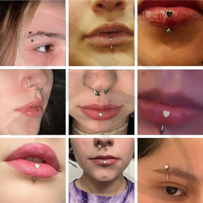 ZS 5Pcs Stainless Steel Eyebrow Rings, 16G Curved Belly Rings Navel Barbell Helix Daith Tragus Earrings Spike Vertical Labret Lip Piercing Jewelry - color: Sliver,L:10mm