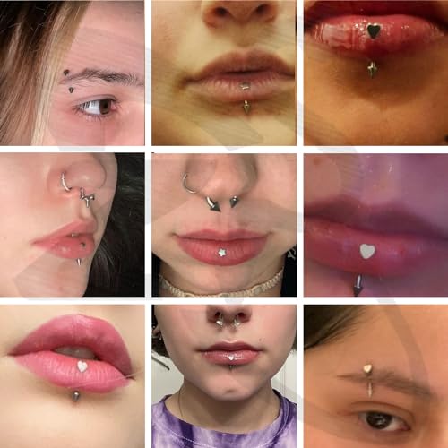 ZS 5Pcs Stainless Steel Eyebrow Rings, 16G Curved Belly Rings Navel Barbell Helix Daith Tragus Earrings Spike Vertical Labret Lip Piercing Jewelry - color: Gold,L:8mm