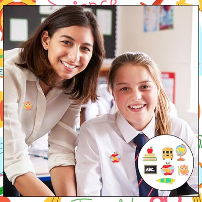 Giegxin 40 Pcs Back to School Pins Bulk for Students Teachers First Day of School Cute Lapel Pins Brooch for Clothes Bags Accessories Gifts Classroom Party Favors - style: School