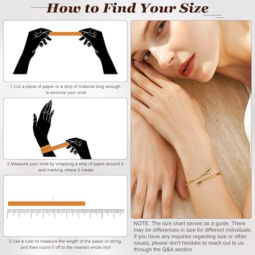 REVOLIA Teardrop Cuff Bracelet for Women Gold Open Cuff Bangle Bracelet Adjustable Minimalist Thin Bangle Wrist Cuff Bracelet Jewelry - color: Gold