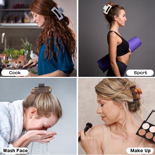 Sisiaipu 3.5 Inch Hair Clips - 12 Pcs Square Jaw Clips for Thick and Thin Hair, Rectangular Hair Accessories for Women and Girls - Neutral - color: Neutral