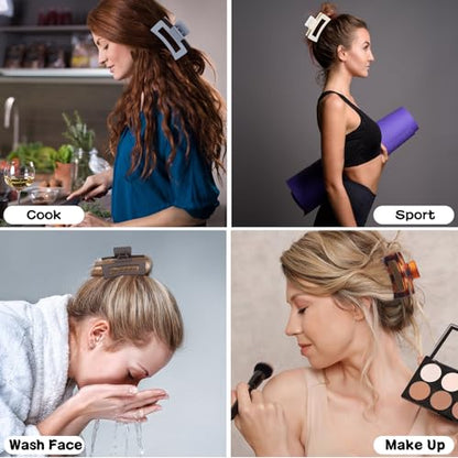 Sisiaipu 3.5 Inch Hair Clips - 12 Pcs Square Jaw Clips for Thick and Thin Hair, Rectangular Hair Accessories for Women and Girls - Neutral - color: Neutral