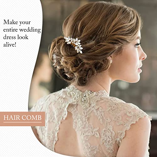 Catery Crystal Bride Wedding Hair Comb Gold Rhinestone Hair Piece Bridal Side Combs Hair Clips Bridesmaid Hair Accessories for Women and Girls - color: GOLD
