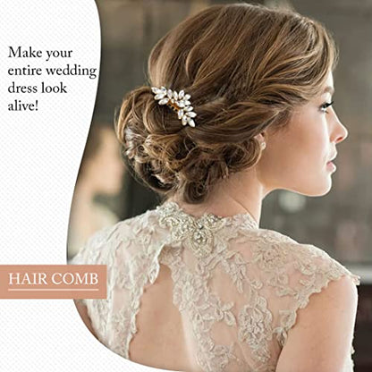 Catery Crystal Bride Wedding Hair Comb Gold Rhinestone Hair Piece Bridal Side Combs Hair Clips Bridesmaid Hair Accessories for Women and Girls - color: GOLD