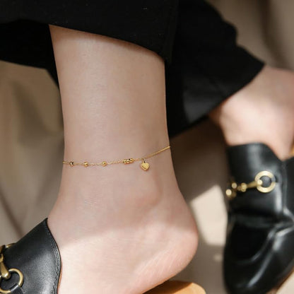 MODRSA Toe Rings for Women Toe Rings and Anklets for Women Toe Ring Adjustable Toe Rings Silver Rose Gold - color: F2-Anklet - Heart Beads gold