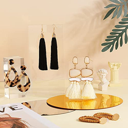Hicarer 8 Pairs Rattan Earrings for Women Girls Lightweight Summer Acrylic Geometric Statement Woven Earrings Handmade Straw Wicker Braid Teardrop Hoop Drop Dangle Earring(Simple Style)