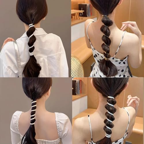 Spiral Hair Ties Phone Cord Elastic Hair Bands No Damage Scrunchies for Women Coil Holders Hair Ties for Thin Thick Hair Straight Ponytail Hair Accessories 6pcs