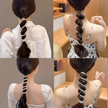Spiral Hair Ties Phone Cord Elastic Hair Bands No Damage Scrunchies for Women Coil Holders Hair Ties for Thin Thick Hair Straight Ponytail Hair Accessories 6pcs