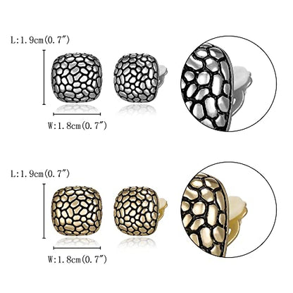 FANZE 2 Pairs Matte Gold Sliver Clip on Earrings for Women No Piercing | No Piercing Button Earring Comfortable Fashion Jewelry Gift - color: Set-6