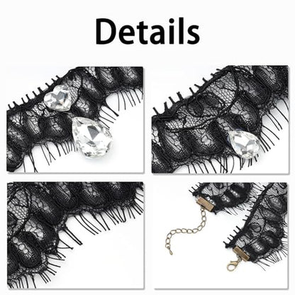 MILAKOO Lace Tattoo Choker for Women Elegant Goth & Elegant Necklace Collarbone Pearl Pendant Collar - color: Black A