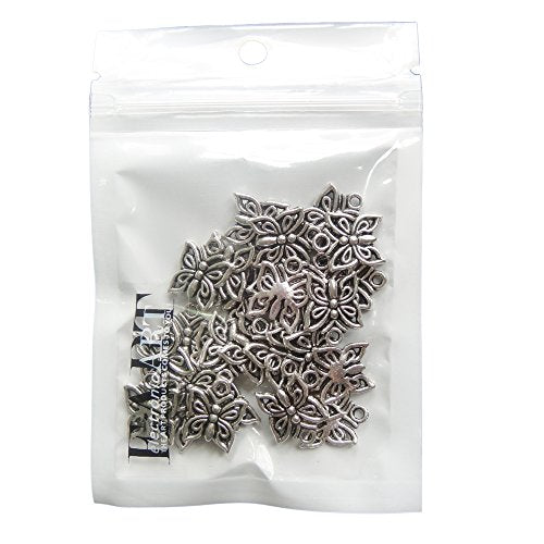 RUBYCA 60PCS Charm Pendant Butterfly 2 Tibetan Metal Beads Silver Color Jewelry Making DIY Bracelet - color: Butterfly-2, size: 60 PCS