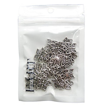 RUBYCA 60PCS Charm Pendant Butterfly 2 Tibetan Metal Beads Silver Color Jewelry Making DIY Bracelet - color: Butterfly-2, size: 60 PCS