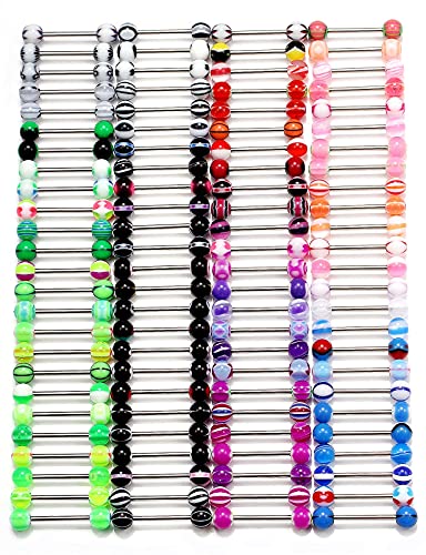 100pcs 14g Tongue Rings Nipple Rings for Women Men Surgical Stainless Steel Tongue/Nipple Piercing Jewelry Plastic Metal Tongue Ring 16MM Acrylic Straight Barbells Body Piercing Jewelry - color: A-100PCS Metal Tongue/Nipple Rings 16mm