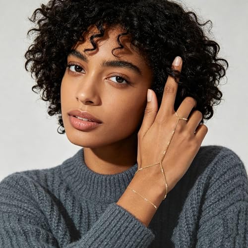 3PCS Set of Stacked Ring Bracelets Accessories for Women | 14K Gold-Plated Dainty Hand Chain Bracelets Stack Summer Jewelry for Women Trendy Ring Bracelet - color: Gold-B