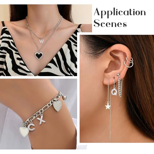 Craftdady Letter Charms Capital Pendants Mixed A-Z Initial Letter Number Charms DIY Bracelet Necklace Pendants for Jewelry Making, Gold, Antique Silver, Platinum - color: Stainless Steel Color