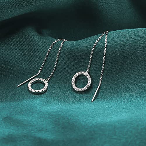 Pearl Dangle Earrings for Women, Threader Earrings Long Drop Earrings, Dainty Hoop Earrings Hypoallergenic Tassel Ear Chain for Wedding Jewelry Gifts - color: Cubic Zirconia Threader Earrings