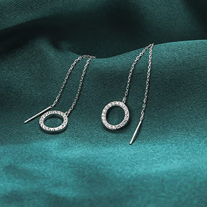 Pearl Dangle Earrings for Women, Threader Earrings Long Drop Earrings, Dainty Hoop Earrings Hypoallergenic Tassel Ear Chain for Wedding Jewelry Gifts - color: Cubic Zirconia Threader Earrings