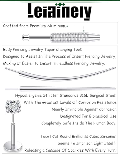 20/18/16g Gold Flat Back Threadless Earrings Nose Rings Lip Studs Surgical Steel Piercing Jewelry for Women Men - color: Surgical Steel, size: 16g=1.2mm