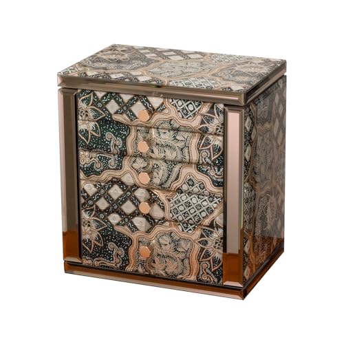 High End Glass Jewelry Box for Women, 5 Layer,Emerald | Large Jewelry Organizer with 2 Side Doors & Mirror, Velvet-Lined Storage, For Rings Necklaces Earrings Watches, Gift for her - color: Emerald, size: 5 Layer(7.4"D x 10.2"W x 11.3"H)