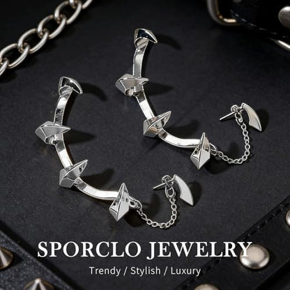 Gothic Clip On Ear Cuff Stainless Steel No Piercing Helix Cartilage | Hypoallergenic,Non Piercing Helix Cartilage,Gold Silver,Fake Earring,Lightweight,Punk Gothic Jewelry Gift Women Men - color: K1-Dragon Claw 1 Silver