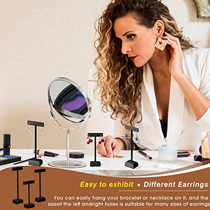 Marsui Earring Display Stands for Selling Set Wooden T Bar Jewelry Display Stand Holder for Necklaces Bracelet Showroom Trade - color: Black