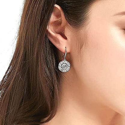 BERRICLE Sterling Silver CZ Pendant Necklace for Women, Cubic Zirconia - Cushion, Pear, Princess, Round Cut - Art Deco Halo Designs - style: Brilliance Halo
