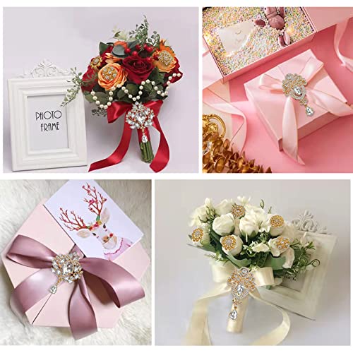 Yhsheen Rhinestone Brooches Crystal Brooch Pins, Pearl Crystal Wedding Bouquet kit Set (Gold-14pcs)… - color: Gold-14pcs