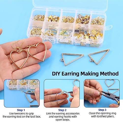 Glarks 1250Pcs Jewelry Making Kit, Jewelry Making Supplies with Jewelry Making Pliers Tool, Beading Wires, Jewelry Findings for Jewelry Making, Wrapping and Repair - size: 1250pcs