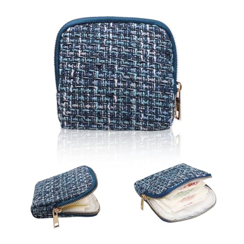Stratalife Small Travel Jewelry Case, Qulited Storgae Pouch | Portable Jewelry Organizer for Gemstones Healing Crystal & Bracelets Bangles, 6 Pouches Ring Holder with Zipper, Navy Blue - color: Quilted Navy Blue