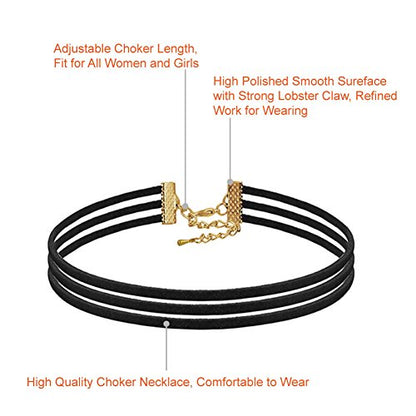 PAXCOO Black Choker Necklaces Set for Women - color: Black