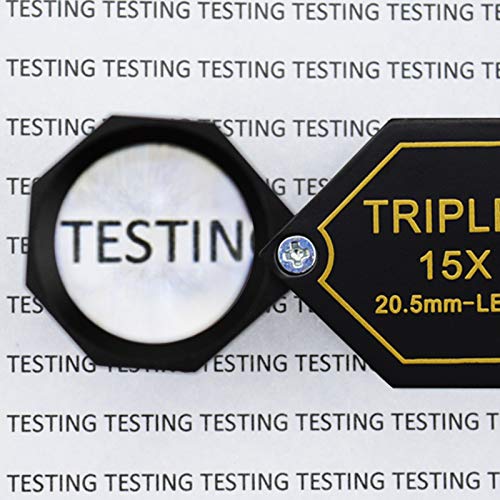 15x Magnifier Jewelry Loupe 20.5mm Triplet Lens Optical Glass Pocket Gem Magnifying Tool for Jeweler, Stamp Philatelist, Coin Numismatic, Achromatic Black Hexagonal Design Kit Set
