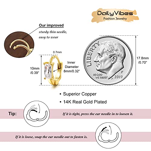 DAILY VIBES Dainty Butterfly Cross CZ Small Huggie Hoop Earrings for Women | Hypoallergenic, 14K Gold Plated Hoops, Tiny Cubic Zirconia, Cartilage Hoop Earrings for Women Trendy - color: White