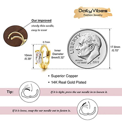 DAILY VIBES Dainty Butterfly Cross CZ Small Huggie Hoop Earrings for Women | Hypoallergenic, 14K Gold Plated Hoops, Tiny Cubic Zirconia, Cartilage Hoop Earrings for Women Trendy - color: White
