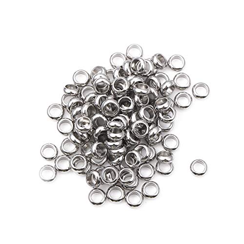 Stainless Steel Spacer Beads 5x2mm Rondelle Loose Charm Caps Beads for DIY Jewelry Making 100pcs with 3mm Hole - color: 5x2mm 3mm