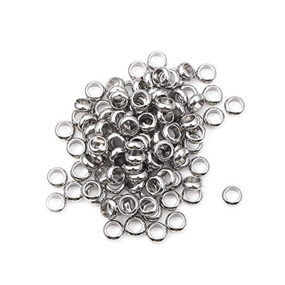 Stainless Steel Spacer Beads 5x2mm Rondelle Loose Charm Caps Beads for DIY Jewelry Making 100pcs with 3mm Hole - color: 5x2mm 3mm