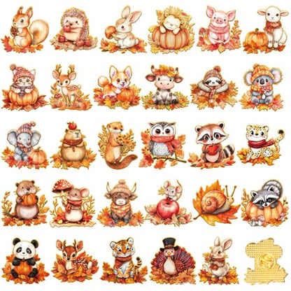 30/60 Pcs Cute Enamel Pins Bulk Plant Flower Animal Halloween Gothic Fall Pumpkin Cartoon Lapel Pin Brooches Jewelry Gift for Backpack Clothes Hats Accessories - style: Fall