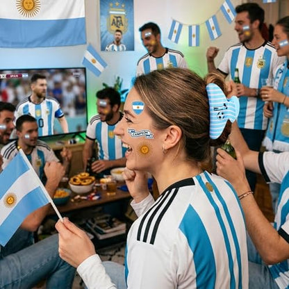 2026 Soccer Commemorative Gift Set for Girls and Women, Sky Blue Stripe Hair Claw Clip, No. 10 Jersey Keychain & Argentina Flag Stickers, Tribute Keepsake Accessories